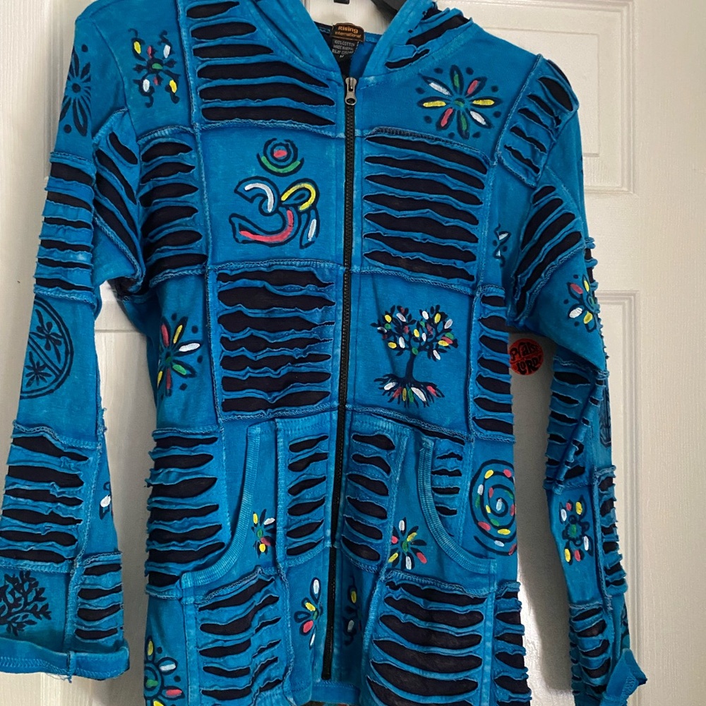 Rising International Turquoise Embroidered Jacket
